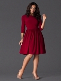 fashion moda rochie-clos-cu-maneca-3~4-~-grena.jpg
